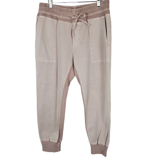 James Perse Los Angeles Blush Mixed Media Elastic Tie Waist Joggers Womens 4/XL - Picture 1 of 9